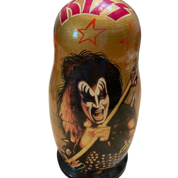 Matryoshka Russian KISS Nesting Dolls Painted Wood Vintage - Picture 1 of 11